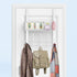 Coat Rack, Over The Door Hanger with Mesh Basket, Detachable Storage Shelf for Towels, Hats, Handbags, Coats (White)