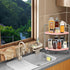 Kitchen Spice Rack, Freestanding Stackable Organizer Shelf, 2-Tier Bathroom Countertop Storage Shelf, Pink