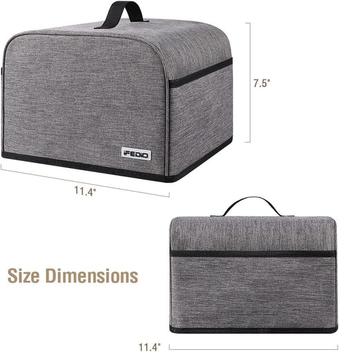 iFedio 4 Slice Toaster Cover with Pockets & Top Handle, Small Appliance Dust Cover, Machine Washable Black