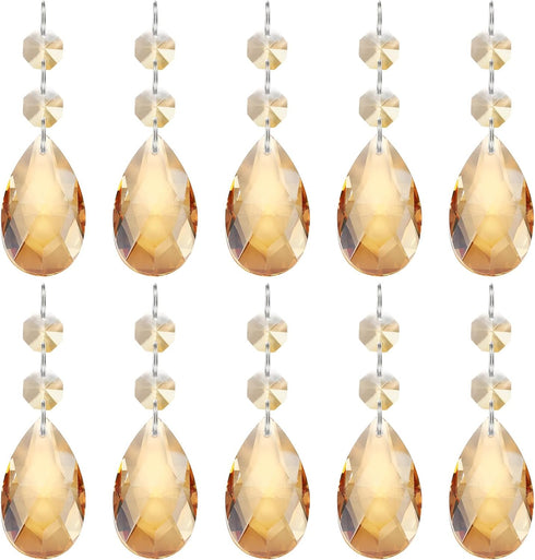 PATIKIL Teardrop Crystal Chandelier Pendants Beads, 10 Pack 85mm Length 38mm Chandelier