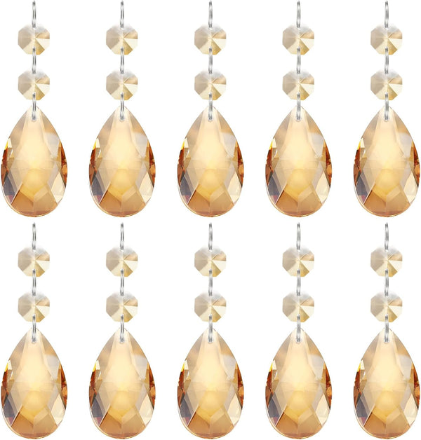 PATIKIL Teardrop Crystal Chandelier Pendants Beads, 10 Pack 85mm Length 38mm Chandelier