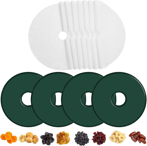 Domensi 12 Pcs Round Dehydrator Sheets, Non-Stick Silicone Mats with Edges for Fruit Meat Kitchen, 13" Diameter