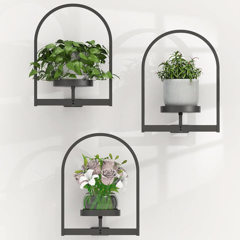 PEKGRIL 3 Pack Wall Plant Holders, Metal Window Planters Shelves, Indoor Plants
