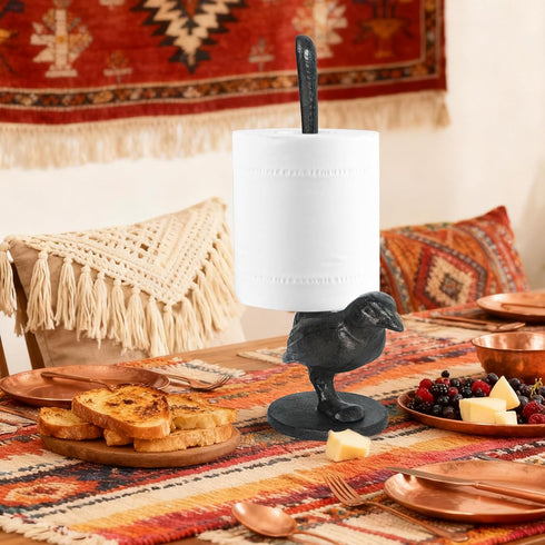 DreamsEden Vintage Bird Stand Paper Towel Holder - Small Cast Iron Birdy Paper Towel Stand Home Bedroom Bathroom Toilet