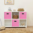 Black Foldable Storage Cubes, Fabric Organizer Bins with Dual Handles for Home, Pink