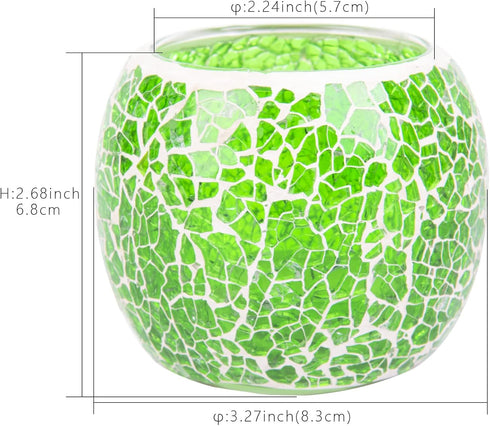 Rancco Glass Votive Candle Holder for Tealight, Romantic Mosaic Cracked Candle Lamp for Table Centerpiece