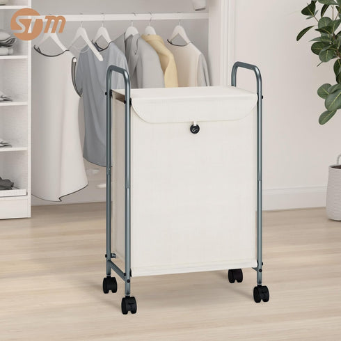 Closet, 1 STORAGE MANIAC Rolling Laundry Hamper, Laundry Basket with Lockable Wheels, Clothes Sorter Cart, Small