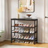 4-Tier Mavivegue Shoe Rack Organizer, Metal Shoe Storage with Non-Woven Fabrics Shelves and Wooden Top Board, Shoe Rack