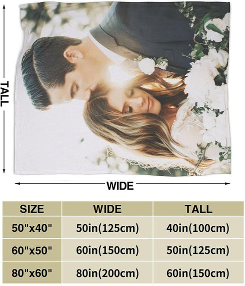 QETXVI 50"x 60" Custom Blanket with Photos Text Customized Blanket Personalized Flannel Throw Blankets for Adult Kid