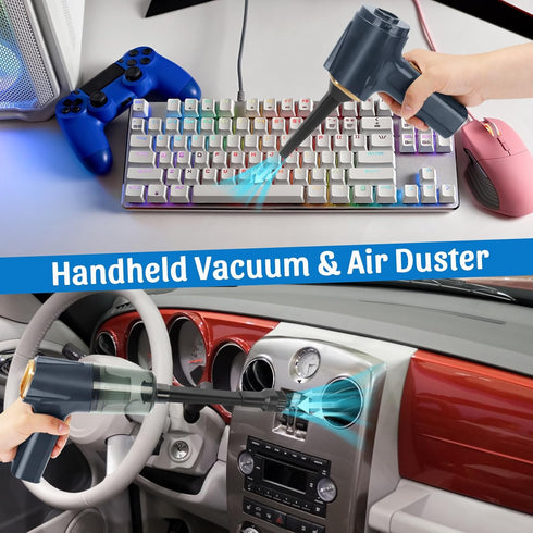 Handheld Vacuum Cleaner 12000pa, 2-in-1 Car Vacuum and Air Duster, Cordless Mini Vacuum with LED Light and