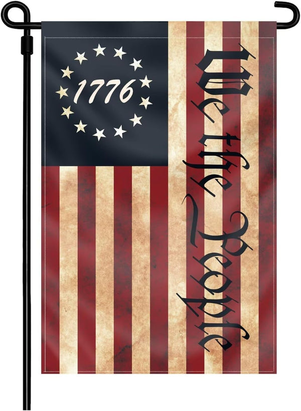 We The People 1776 Flag, Double Sided 12x18in Vintage American Betsy Ross Flag for Yard and Garden Decor