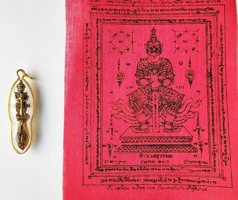 Thai Magic Amulet Wessuwan Giant God Statue Pendant, Waterproof Talisman Cloth for Protection from Evil Spirits and