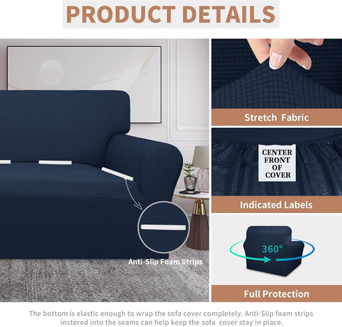 Easy-Going 100% Waterproof Chair Couch Cover, Dual Waterproof Sofa Slipcover, Dark Blue for Kids and Pets