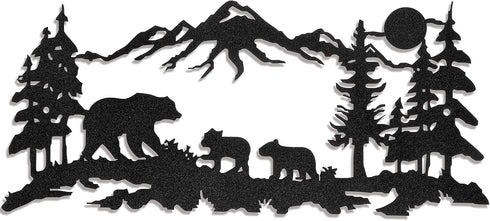 Moxweyeni Metal Bear Wall Art - Rustic Woodland Decor for Bedroom Wall Decoration, 11.8 x 6.9 Inch