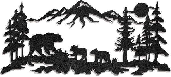 Moxweyeni Metal Bear Wall Art - Rustic Woodland Decor for Bedroom Wall Decoration, 11.8 x 6.9 Inch