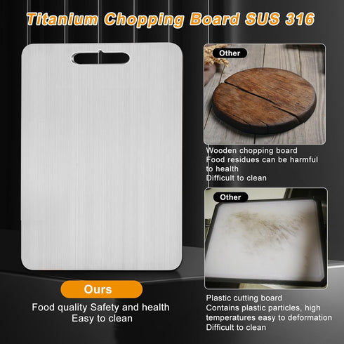 FODDOM Set 3, 3Pcs Titanium Cutting Board of Pure Titanium Cutting Boards for Kitchen, Double Sided Food Grade Non