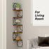 5 PHAREGE Tier Moon Phase Corner Shelves Brown Black, Rustic Storage Shelves for Bedroom Kitchen Bathroom Living Room