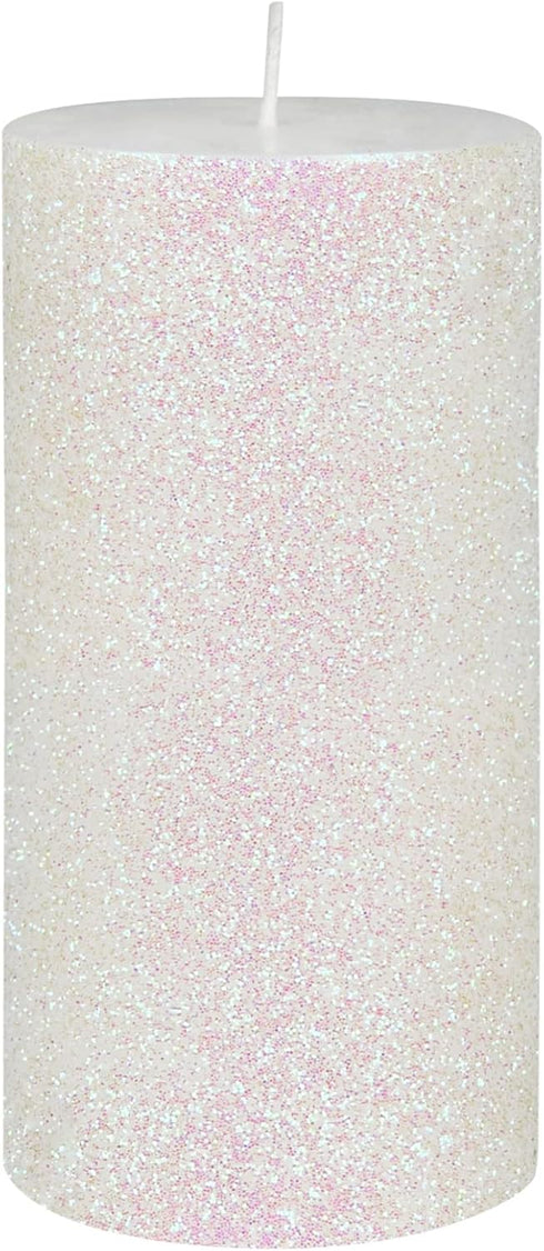 Zest Candle Pillar Candle - 3 by 6-Inch, Metallic White Glitter