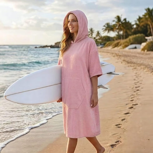 Swimmer Surf Poncho Hooded Beach Towel, Quick Dry Terry Cloth, Extra Large Changing Robe with Pockets for Adults