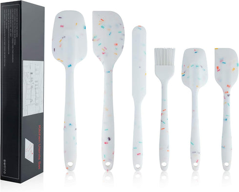 Silicone Spatula Set 6 Piece - Heat Resistant Rubber Spatulas for Baking, Cooking, Mixing Kitchen Utensils