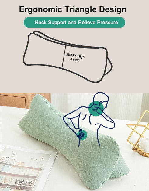 15 5 Inches Breathable Buckwheat Cervical Neck Support Pillow, Triangle Pillows for Neck Pain Relief, Adjustable Height