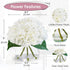 Hydrangea Artificial Flowers in Glass Vase, White Silk Fake Flowers Silk Centerpiece Table Decorations for Dining Room