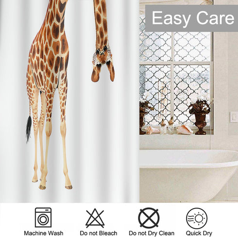 Moslion Giraffe Bathroom Shower Curtain, Wild Animal Watercolor Giraffe Design, Waterproof Polyester Fabric 72x72 Inch