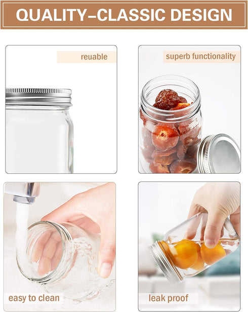 TANGLONG 8 oz Mason Jars Set of 24, Small Glass Jars with Lids for Spice, Jelly, Jam, Honey, Pickles, Wedding Favors