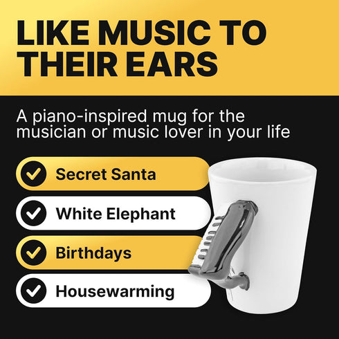 Fairly Odd Novelties Ceramic Black & White Piano Coffee Mug, One Size, White