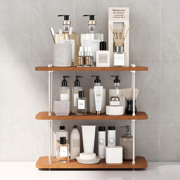 Bathroom Counter Organizer,Bathroom Shelf Organizers & Sink Organizer,Vanity Organizers,Storage Skincare,Makeup,Perfume,Spices,Coffee Station,for Corner,Dresser,Kitchen,Adjustable