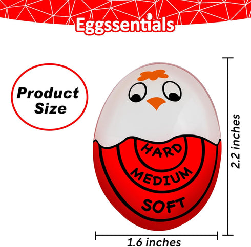 Eggssentials Red Egg Timer That Goes in Water Egg Timer for Hard Boiled Eggs and Soft Boiled Eggs, Red Color Fades