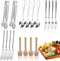 18 Pieces Charcuterie Board Accessories, Stainless Steel Cheese Butter Knives Set with Mini Serving Tongs, Silver