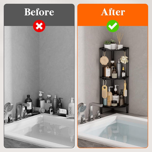 3 34 24 75 cm/13 9.5 29.5 inch Lifewit Floor Standing Shower Caddy Corner, Tier Plastic Shower Stand Rack