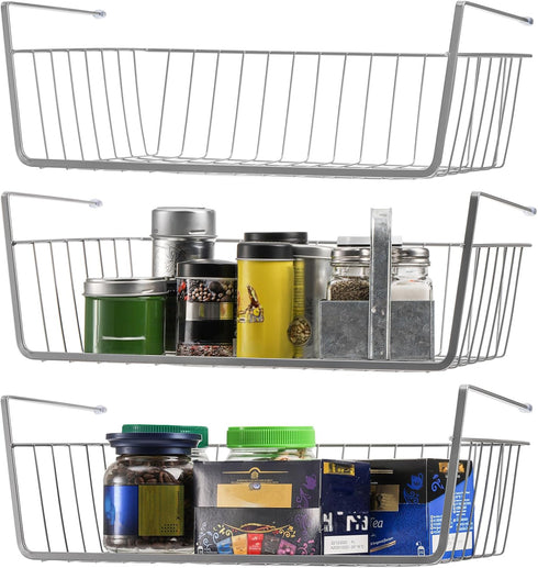 Jucoan 3 Pack Under Shelf Baskets, 15 x 10 x 5.5 Inch
