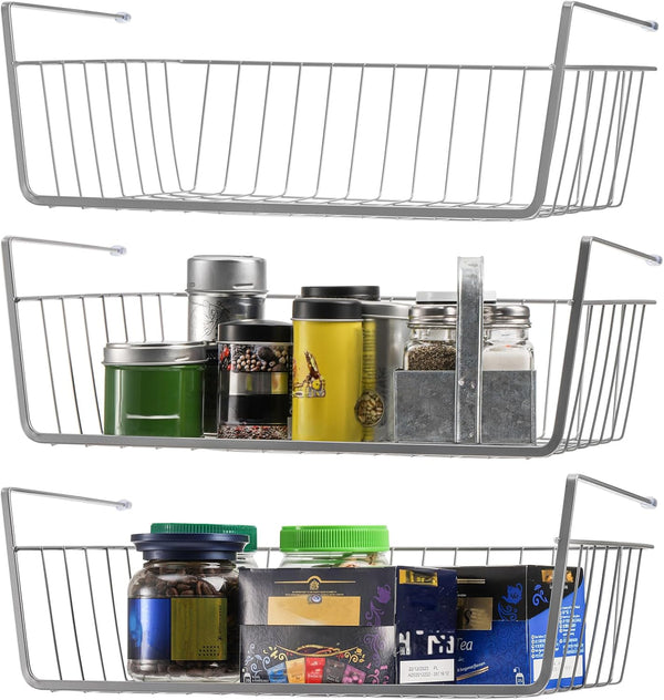 Jucoan 3 Pack Under Shelf Baskets, 15 x 10 x 5.5 Inch