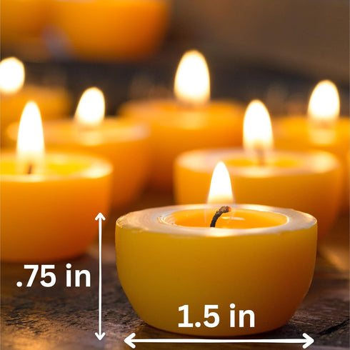 Serenibee Beeswax Tea Light Candles - 100% Pure Beeswax Gift Set with Reusable Glass Holder & Cotton Bag (12)