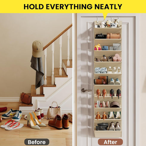 20-25 Closet 10-Tier Pairs Over the Door Shoe Organizer, Clear Pockets Shoe Rack for Door, Hanging Shoe Rack for Boots