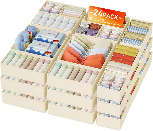 DIMJ Drawer Organizer Clothes 24 Pack - Foldable Baby Organizers and Storage
