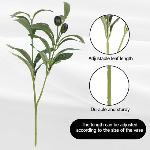Mozeat Lens 11 Inch 5 Olive Branches for Vases, PCS Artificial Plants Olive Tree Branches Faux Olives Leaves Stems