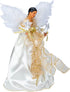 Kurt Adler Lighted Christmas Tree Treetop - 10-Lights, African American Angel, Ivory & Gold, 12in