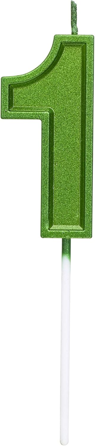2.76 Inches Large Number Candles - Green Number 1 Birthday Candles Topper Decoration for Celebrations