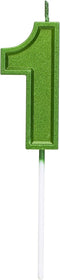 2.76 Inches Large Number Candles - Green Number 1 Birthday Candles Topper Decoration for Celebrations