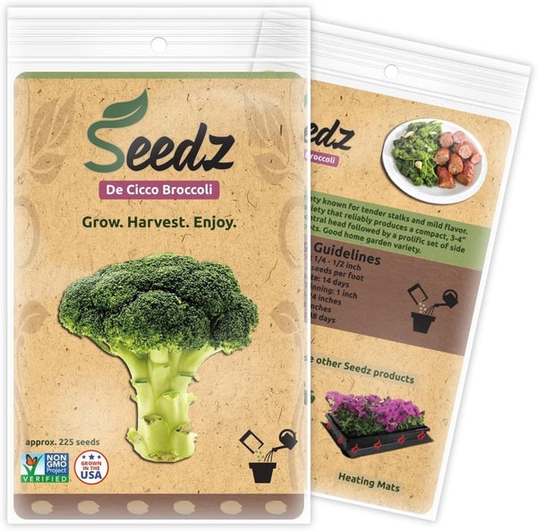Organic Broccoli Seeds, APPR. 225, De Cicco Broccoli, Heirloom Vegetable Seeds, Certified