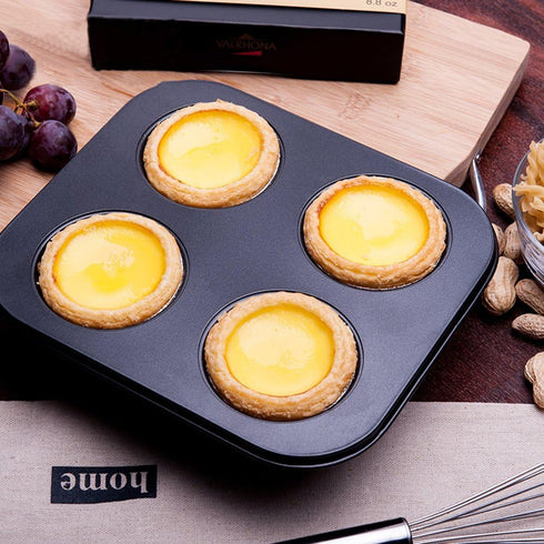 4 Cup Muffin Pan, 2 Pcs, 8.5 X 7.48 Inch, Air Fryer Small Oven Cupcake Baking Pan, Non-Stick Bakeware
