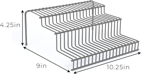 Smart Design 3-Tier Spice Rack, Steel Metal Wire, Rust Resistant, 10.25 x 4.25 Inch - Charcoal Gray
