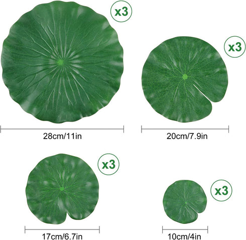 WILLBOND 12 Pieces Artificial Lotus Leaves, Floating Foam Ornament Lily Pads for Pond Decor, Water Lily Leaves