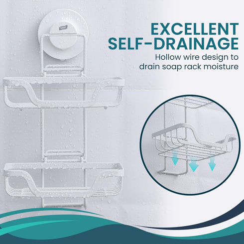 TAILI Double Layer Soap Holder, Bar Soap Dish Suction Cup for Shower Wall, Draining Saver Tray for Bathroom, Rustproof