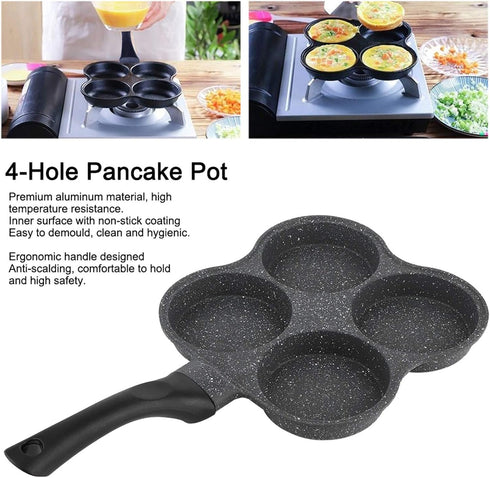 Pancake Non Stick 4 Cups Omelet Pan, 4 In 1 Breakfast Maker, Mini Pancake Egg Frying Pot for Home Kitchen