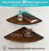 Set 2 7inch Corner Shelves, Floating Corner Shelf, of Solid Oak Wood Corner Wall Shelves, Round End with Wire Hole