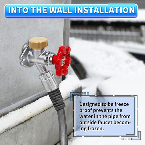 8inch 1/2'' 3/4'' Boltigen Freeze Proof Outdoor Water Faucet, No Lead Brass Anti-Siphon Frost Free Sillcock, Pex